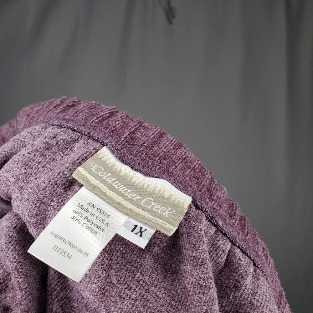 Coldwater Creek Womens 1X Purple Heather Knit Skirt Cardigan Top Set Midi H13534